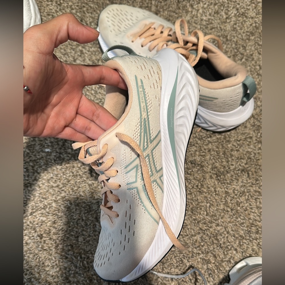 Asics Cream and Mint Athletic Sneakers
